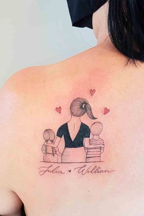 (2) WhatsApp Kids Tattoo Ideas, Mandala Compass Tattoo, Motherhood Tattoos, Kids Tattoo, Mom Tattoo Designs, Mommy Tattoos, Mother Tattoos, Tattoo For Son, Back Of Shoulder Tattoo