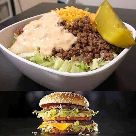 j e n  j o h n s t o n on Instagram: “Thinking about healthy alternatives. 😊 BIG MAC SAUCE 2 tablespoons full fat mayonnaise 2 tablespoons full fat Greek yogurt 2 tablespoons…” Big Mac In A Bowl, Keto Approved Foods, Big Mac Salad, Keto Fast Food, Mac Salad, Keto Diet Snacks, Thousand Island Dressing, Keto Diet Benefits, Calorie Meals