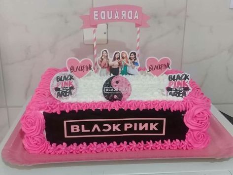 Blackpink Birthday Theme, Birthday Cake 33, Pastel Blackpink, Birthday Cake 2023, Black Pink Birthday, Blackpink Cake, Blackpink Pasta, Blackpink Birthday, Pastel Rectangular