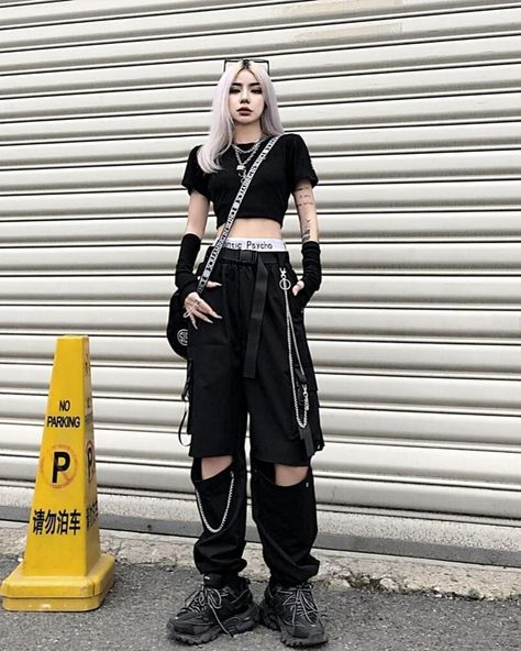 Gothic Hollow Out Streetwear Black Cargo Pants Featuring unique hollow-out details and a comfortable fit, these pants are perfect for a bold, edgy look. 💜 Shop Link: gothickawaii.com 💜 Item Link: https://gothickawaii.com/products/Gothic-Hollow-Out-Streetwear-Black-Cargo-Pants-p542344840 Steampunk Japanese, Dark Streetwear, Mens Summer Pants, Pants Chain, Hipster Pants, Gothic Pants, Pant Chains, Plain Pants, Festival Pants