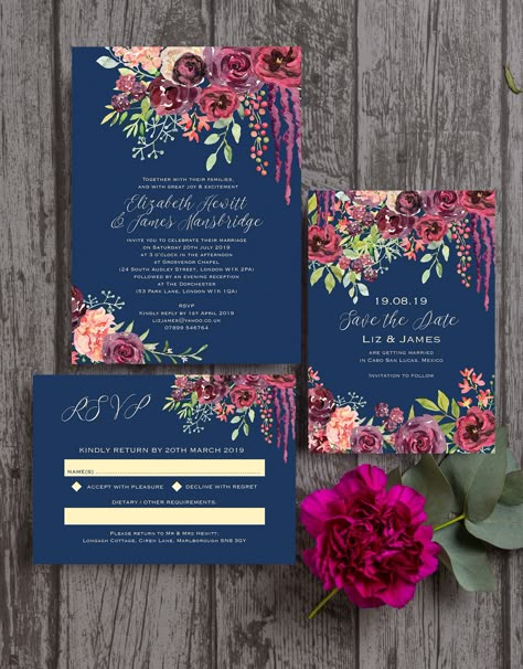 Pink Wedding Stationery, Navy And Burgundy Wedding, Floral Wedding Stationery, Plan Wedding, Seating Plans, Blush Pink Wedding, Cards Table, Jewel Tone Wedding, Boda Mexicana