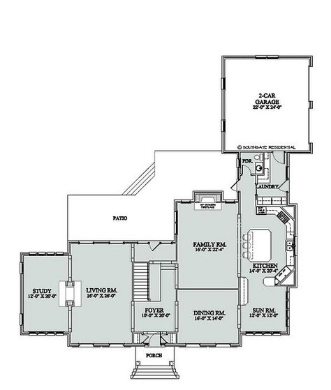 The McAllister 1st floor - I really like the flow and size of the rooms here. The bathroom seems far away from the main entertaining area. I'd love to see it more in the middle of the layout. Home Alone House, Movie Houses, Home Alone Movie, American House Plans, Vintage House Plans, Floor Plan Drawing, American House, Floor Plan Layout, House Blueprints