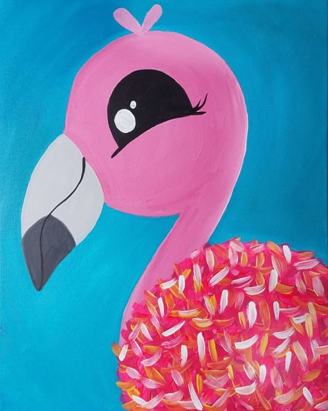 Acrylic Techniques, Kids Canvas Painting, Whimsical Art Paintings, Painting Parties, Flamingo Painting, Kitten Art, Small Canvas Paintings, Painting Party, Cute Canvas Paintings