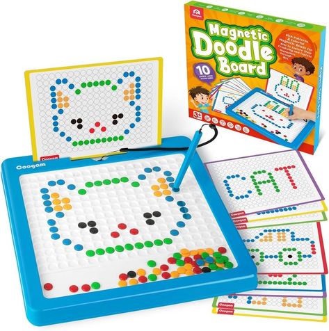 Coogam Magnetic Drawing Board, Large Magnet Doodle Board with Pen and Dot Beads, Color Shape Pattern Art Pad, Montessori Educational Traveling Toy Gift for 3 4 5 6 Years Old Toddlers #ad Toddler Drawing, Magnetic Drawing Board, Art Pad, Imagination Toys, Drawing Toys, Puzzles For Toddlers, Stem Projects, Montessori Toddler, Building For Kids