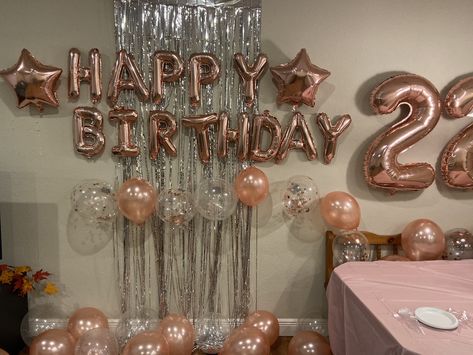 I set this up for my 22nd Birthday Dinner 22 Birthday Party, Birthday Dinner Ideas, 22 Birthday Gifts, Happy 22nd Birthday, 22 Birthday, 21st Birthday Decorations, Birthday Ideas For Her, Birthday Dinner Party, 24th Birthday