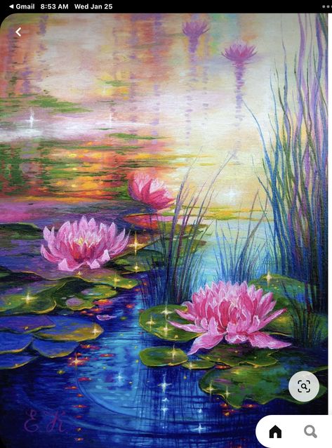 Water Lilies Art, Painting On Canvas For Beginners, Water Lilies Painting, Lotus Painting, Lily Painting, Canvas For Beginners, Flower Painting Canvas, Jigsaws, 수채화 그림