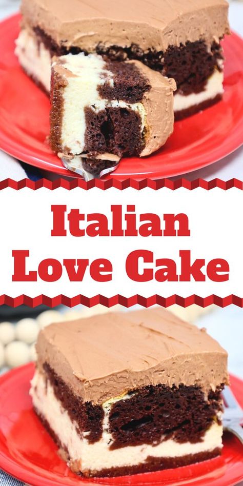 Chocolate Love Cake is a one-of-a-kind chocolate cake with a ricotta cheese filling and a decadent chocolate mascarpone topping. The flavor combination in this not-too-sweet cake will delight your taste buds. Your family will love this Italian-inspired chocolate dessert! Chocolate Love Cake, Recipes With Mascarpone Cheese, Italian Family Dinner, Italian Love Cake, Love Cake Recipe, Ricotta Cake Recipes, Chocolate Mascarpone, Meals For Busy Families, Cake Mix Ingredients