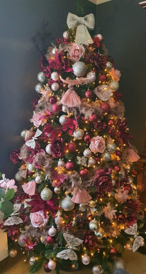 Christmas Tree Ideas Pink And Red, Maroon And Pink Christmas Tree, Red Pink Gold Christmas Tree, Burgundy Pink Christmas Tree, Fuchsia Christmas Tree, Dark Pink Christmas Tree, Pink Red And Green Christmas Tree, Burgundy And Pink Christmas Tree, Red Pink Christmas Tree