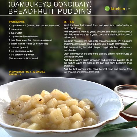 Bambukeyo Bondibaiy (Breadfruit Pudding) Breadfruit Pudding, Maldivian Recipes, Maldivian Food, Grated Coconut, Sweet Desserts, Indian Food, Coconut Milk, Maldives, Indian Food Recipes