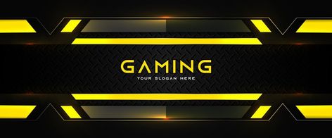 Futuristic yellow and black gaming heade... | Premium Vector #Freepik #vector #banner #cover #facebook #social-media Gameing Youtube Banner, Gaming 1024x576, Free Fire Banner Youtube 2048x1152 Gamer, Gaming Banner 1024 X 576 Pixels, Free Fire Banner 1024x576, Yt Cover Background, Gaming Cover Photo, Free Fire Youtube Banner, Gaming Banner Youtube