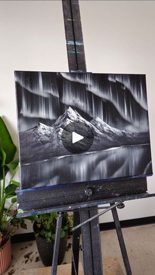 Monochromatic Painting Ideas, Texture Painting Techniques, Monochromatic Painting, Aurora Sky, Northern Lights Painting, Monochrome Painting, Paint Pouring, Acrylic Painting Techniques, Mountain Scene