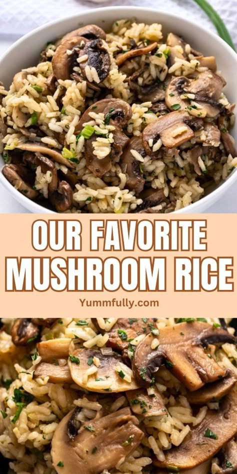 Experience the earthy flavors of our Mushroom Rice, where tender rice is infused with delicious sautéed mushrooms, creating a savory and satisfying side dish. Click for more delicious recipes that will elevate your culinary repertoire. Rice Recipes Side, Mushroom Rice Recipes, Mushroom Side Dishes, Rice Side Dish Recipes, Mushroom Casserole, Mushroom Rice, Mushroom Dish, Rice Side, Rice Side Dishes