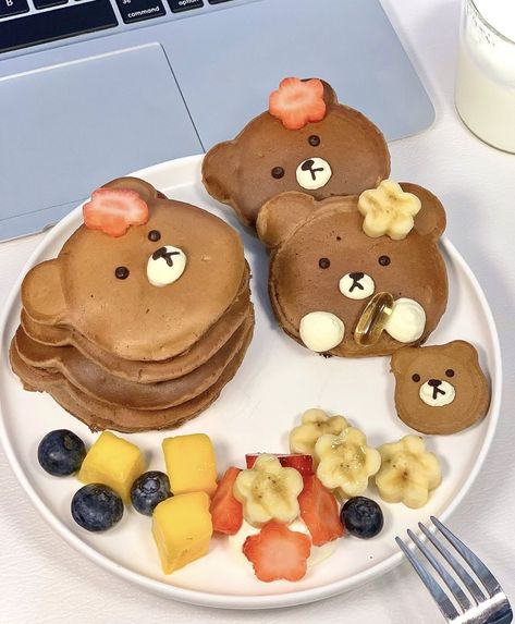 Bear Pancakes, Cute Breakfast Ideas, Kids Lunch Box Meals, Bear Recipes, Reference Board, Perfect Pancakes, Kawaii Cooking, Cute Baking, Makanan Diet