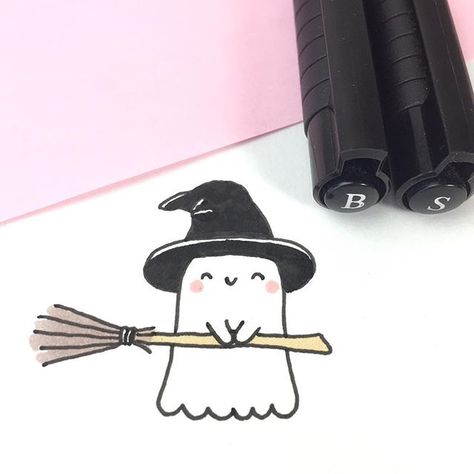 Pinterest:@wornflannel18 Witch Inktober, Doodle Inspiration, Happy October, Halloween Illustration, Halloween Drawings, Desenho Tattoo, Art Halloween, Kawaii Halloween, Halloween Celebration