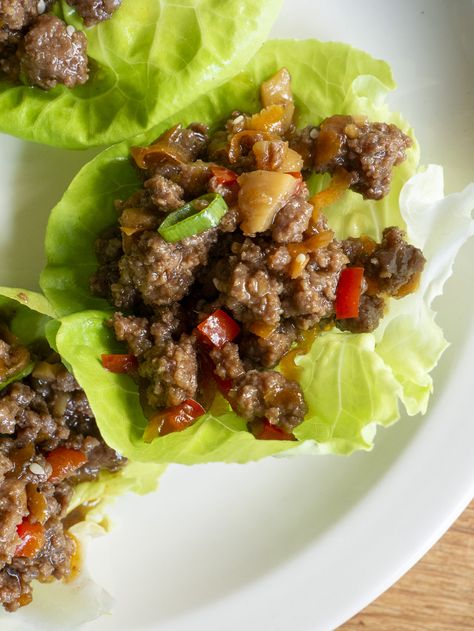 Ground Beef Lettuce Wraps | 12 Tomatoes Ground Beef Lettuce Wraps, Korean Lettuce Wraps, Beef Lettuce Wraps, 12 Tomatoes Recipes, Quick Stir Fry, Lettuce Wrap Recipes, Ground Meat Recipes, Lettuce Wrap, 12 Tomatoes