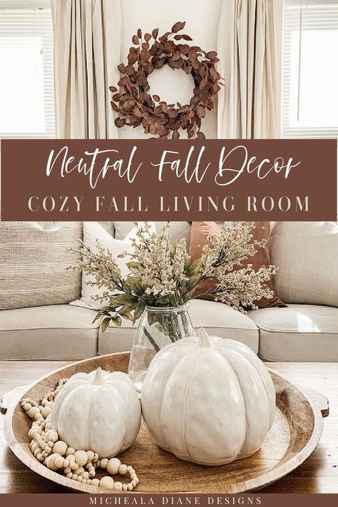 Rustic Glam Fall Decor, Neutral Fall Home Decor Ideas, Neutral Color Fall Decor, Kirklands Home Decor Fall, Fall Neutral Decor Ideas For The Home, Fall Modern Farmhouse Decor, Fall Vignettes Living Room, Neutral Fall Decor 2023, Fall Decor Modern Farmhouse