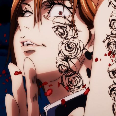 𝗺𝗼𝗲 on Instagram: “NOBARA RLY DID THAT anime: jujutsu kaisen tags~ #anime #animes #animeedit #animeedits #animeicons #animescreencaps #animescreencap…” Temporary Tattoos Diy, Anime Cosplay Makeup, Strength Tattoo, Mini Diy, Nobara Kugisaki, Yumeko Jabami, Rose Tattoo Design, Small Rose, Fake Tattoos