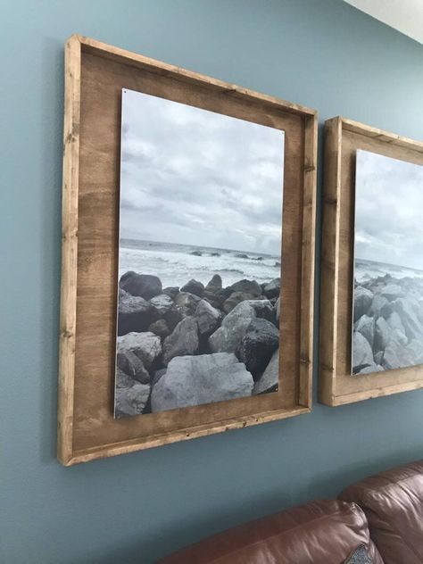 Cadre Photo Diy, Custom Wood Frames, Diy Shadow Box, Picture Frame Decor, Diy Picture Frames, Wood Photo Frame, Diy Picture, Photo On Wood, Frame Decor