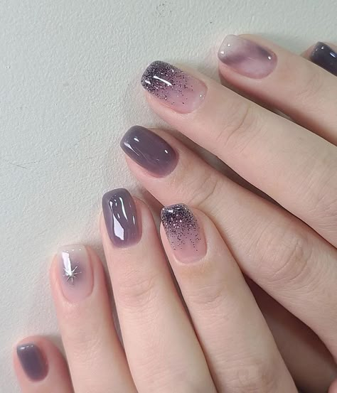 Nail Art Purple Designs, Nailart Simple Elegant, Nail Art Simple Elegant Natural, Nail Art Simple Elegant, Nailart Simple, Nail Art Purple, Purple Nail Art, Korean Nail Art, Hello Nails