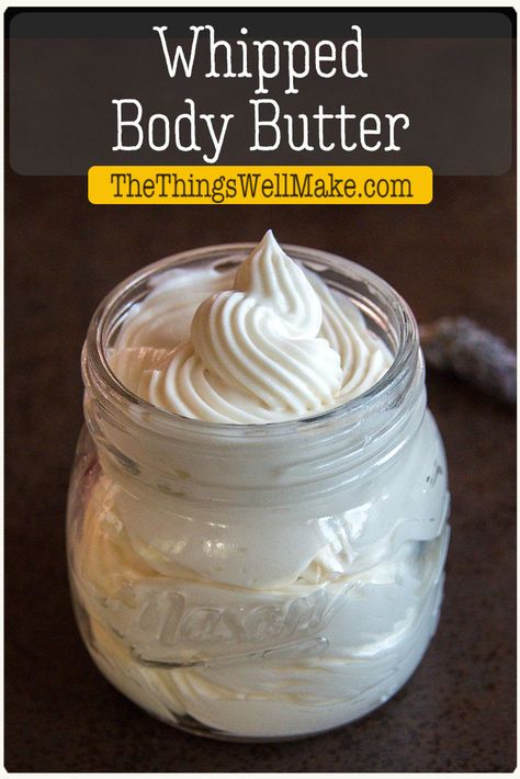 Nourish your skin with a whipped body butter that's simple to make. If you want to make your own natural products, but aren't quite ready for emulsions and preservatives, this recipe is a perfect starter recipe. Learn to make it the right way and how to troubleshoot any problems along the way! #thethingswellmake #miy #bodybutter #whippedbodybutter #diybodybutter #greenliving #naturalskincare #skincareproducts #dryskincare #dryskincareproducts #diynatural Diy Body Butter Recipes, Homemade Body Butter, Diy Body Butter, Săpunuri Handmade, Body Butters Recipe, Diy Lotion, Homemade Lotion, Hydrating Cream, Homemade Soap Recipes