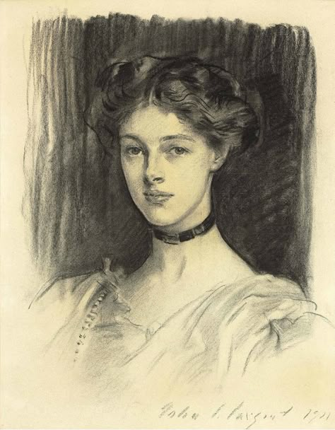 John Singer Sargent - Portrait of Eva Katherine Balfour, later Lady Buxton (1889-1978), 1911 Sargent Sketches, Singer Sergeant, John Sargent, Portrait Au Crayon, Sargent Art, Charcoal Portraits, 얼굴 그리기, John Singer Sargent, 수채화 그림