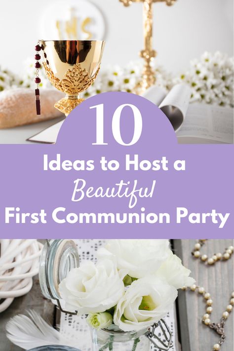 First Communion Meal Ideas, First Communion Dinner Ideas, 1st Communion Brunch Ideas, Communion Luncheon Ideas, 1st Communion Food Ideas, Confirmation Luncheon Ideas, Simple First Communion Decorations, First Communion Table Setting, 1st Communion Party Favors