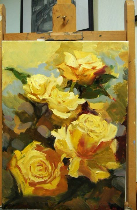 Painting Yellow Flowers, Roses Beautiful, Painting Yellow, Painting For Home, Acrylic Oil Painting, Hyperrealism, Yellow Aesthetic, Flower Art Painting, Yellow Painting