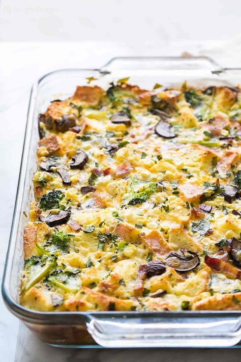 This easy breakfast casserole is adaptable to whatever ingredients you have on hand—cheese, veggies, meats—and can be assembled the night before and baked in the morning. Or eaten for dinner—your choice! Mushroom Strata, Breakfast Casserole With Bread, Eating Routine, Easy Breakfast Casserole Recipes, Sausage Potato, Easy To Make Breakfast, Breakfast Casserole Easy, Breakfast Sausage, Breakfast Casserole Sausage