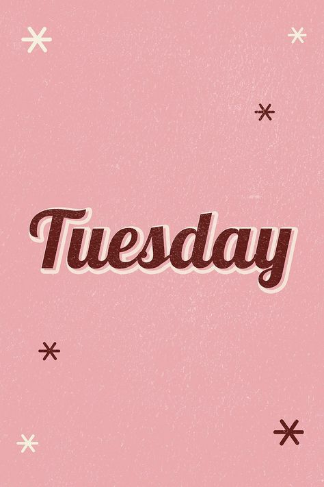 Tuesday retro word typography on a pink background | free image by rawpixel.com / nook Tuesday Typography, Tuesday Aesthetic, Thursday Aesthetic, Tuesday Wallpaper, Brown Typography, Nail Quotes Funny, Notion Images, Word Typography, Tuesday Images