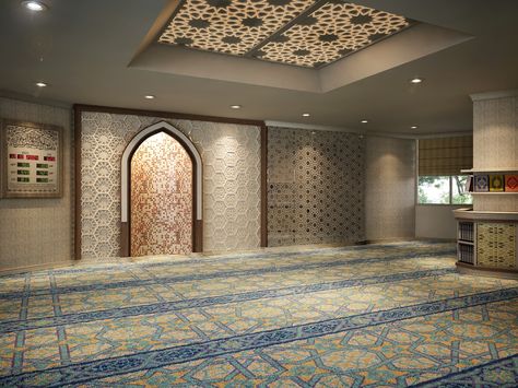 Simple Mosque Design, Mosque Design Interior, Surau Design, Mosque Interior Design, Islamic Quotes About Life, Mosque Interior, Mosque Design Islamic Architecture, Muslim Prayer Room Ideas, Prayer Room Ideas