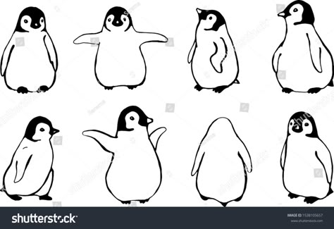 Penguin Face Drawing, Penguin Outline Tattoo, Penguin Line Drawing, Matching Penguin Tattoo, Simple Penguin Tattoo, Penguin Line Art, Cute Penguin Drawing, Penguin Drawing Easy, Penguin Doodle