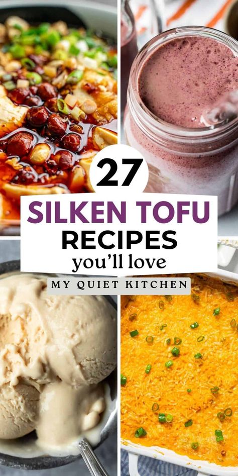 Protein Entrees, Vegetarian Tips, Recipes Using Tofu, Silken Tofu Recipes, Tofu Dessert, Resep Vegan, Tofu Recipes Healthy, Tofu Breakfast, Tofu Recipes Vegan