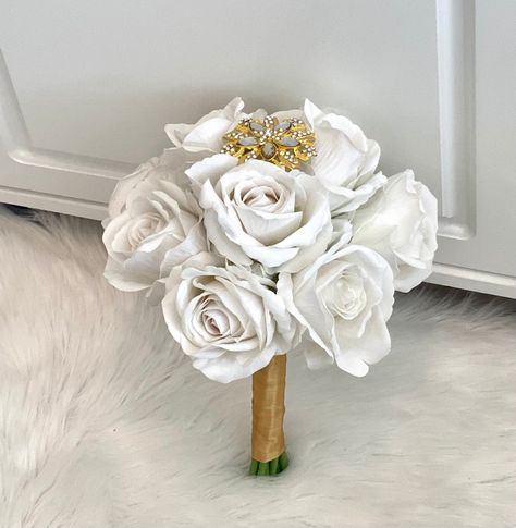 Excited to share this item from my #etsy shop: White Rose Bouquet, White Wedding Bouquet, Cream Rose Bouquet, White Bridesmaid Bouquet, White Bouquet, Gold Brooch Bouquet Cream Rose Bouquet, White Bridesmaid Bouquet, Cream Bridal Bouquet, Bride Bouquets White, Silk Rose Bouquet, Bridesmaid Bouquet White, Silk Bridal Bouquet, White Rose Bouquet, Silk Wedding Bouquets