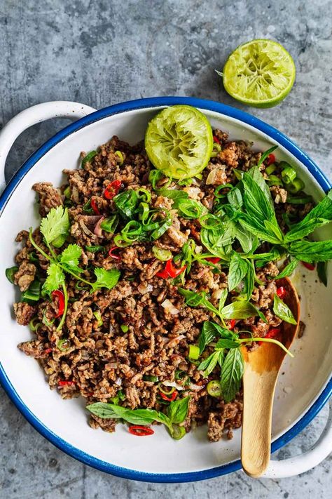 Thai beef larb Recipe | Better Homes and Gardens Beef Larb, Laab Recipe, Larb Recipe, Thai Beef, Vegetarian Chicken, Beef Salad, Mince Recipes, Slow Cooker Soup, Homes And Gardens