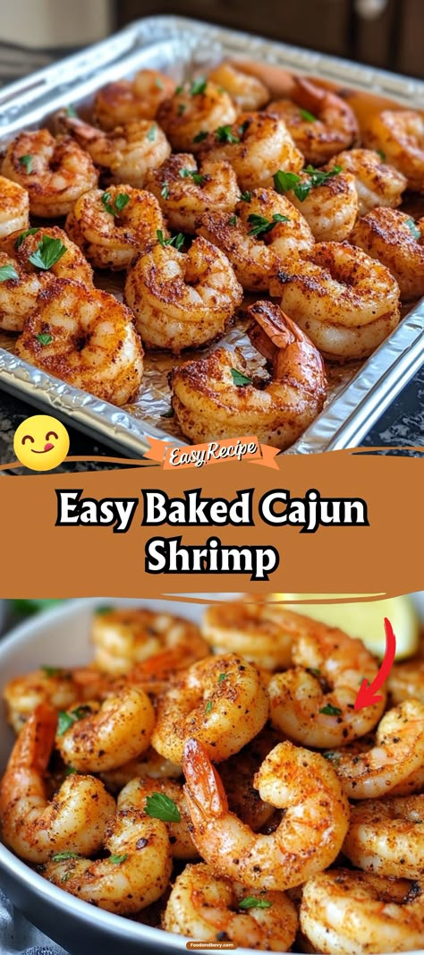 Spice up your dinner with Baked Cajun Shrimp, a quick and easy dish that packs a punch. Seasoned with Cajun spices and a squeeze of lemon, these shrimp are baked to juicy perfection, making them a flavorful and healthy option for a busy weeknight or a casual dinner party. #CajunShrimp #SeafoodDinner #SpicyEats Spiced Shrimp Recipes, Cajun Shrimp Stuffed Jalapeños, Baked Cajun Shrimp Recipes, Shrimp Kebab Recipes, Boiled Shrimp Recipe Easy, Cajun Shrimp Recipes For Dinner, Spicy Baked Shrimp, Shrimp Potluck Ideas, Barbecue Shrimp Recipe