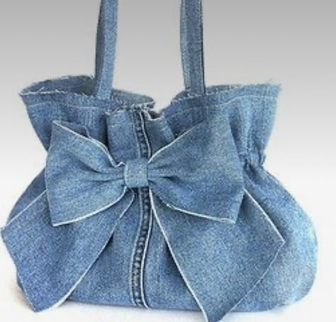 Återvinna Jeans, Bow Handbag, Artisanats Denim, Tas Denim, Eco Friendly Handbags, Blue Jean Purses, Denim Handbag, Denim Bag Patterns, Denim Bows