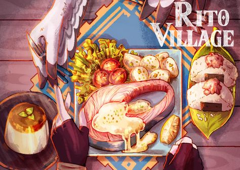 Zelda Food, Rito Village, Food Illust, Blonde Man, Food Anime, Zelda Botw, Food Artwork, Zelda Art, Legend Of Zelda Breath