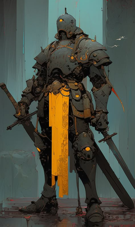 Greatest Midjourney Art overseen by ThetaCursed, License: CC BY-NC 4.0 Man In Armor, Two Swords, Painting Of A Man, Black Cartoon Characters, A Robot, Soul Art, Creature Concept Art, Cool Sketches, Amaranth