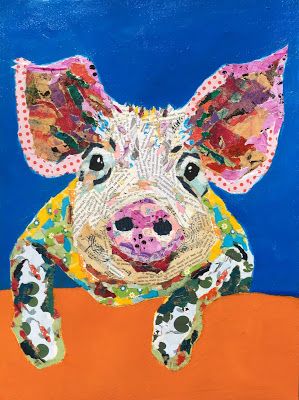 Art Room Britt: Paper Collage Pets - Adult Class Art Ideas For Adults, Art Classes For Adults, Multimedia Collage, Collage Animals, Collage Art Ideas, Chicken Wire Art, Animal Collage, Art Club Ideas, Collage Landscape