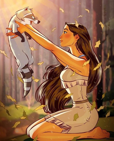 Andrew Tarusov Disney - Pocahontas Meeko Pocahontas, Fan Art Disney, Ross Tran, Disney Mignon, Pocahontas Disney, Princesas Disney Anime, Disney Cuties, Kids Movies, Animation Disney