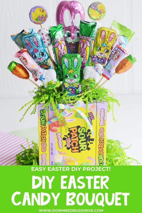 Easter Egg Bouquets, Candy Easter Basket Diy, Easter Prize Ideas, Easter Bouquet Ideas, Alternative Easter Basket Ideas, Bunny Treats Diy, Small Easter Gift Ideas, Teacher Easter Basket, Ostara Desserts