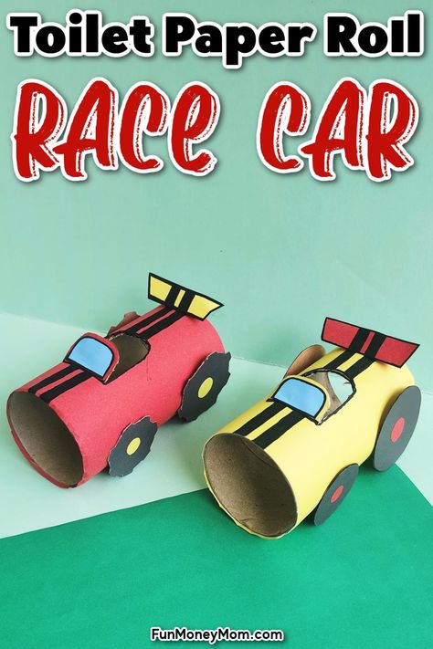 This DIY Toilet Paper Roll Race Car is the perfect activity for kids of all ages! Easy to make with materials you probably already have on hand, it's a super fun way to keep the little ones entertained over the summer break. Race Car Craft, Diy Toilet Paper, Easy Craft For Kids, Rainy Day Activity, Recycling Crafts, Transportation Crafts, Toilet Roll Craft, Transportation Preschool, Paper Towel Tubes