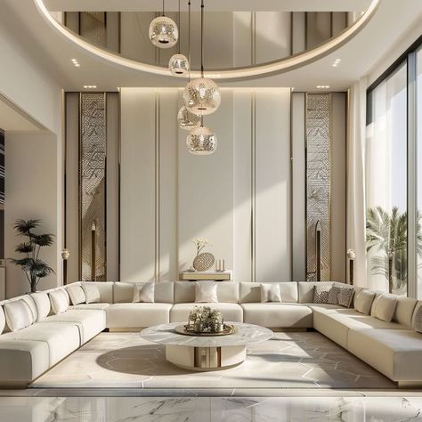 Dubai Luxury Home Interior Design, Dubai Interior Design, Luxury Interior Design Living Room, Modern Classic Living Room, Luxxu Modern Design Living, Elegant Living Room Decor, Interior Design Dubai, Neoclassical Interior, Contemporary House Exterior