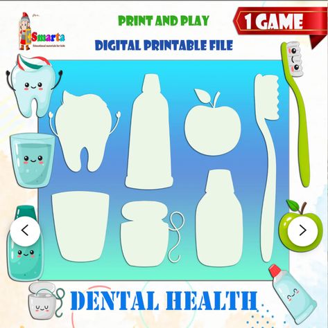 Daycare Circle Time, Matching Card Game, Dental Health Activities, Homeschooling Activities, Worksheets Preschool, Health Activities, Toddler Quiet Book, Games For Toddlers, Homeschool Activities