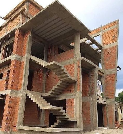 Stair Design Architecture, Crazy Home, Concrete Staircase, House Under Construction, Interior Ceiling Design, House Outer Design, Houses Design, House Balcony Design, Small House Elevation Design