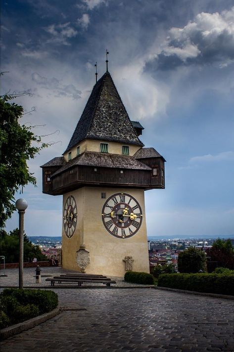 The Uhrturm (Clock tower) situated in Graz - Styria, Austria ~.~ Styria Austria, Graz Austria, Clock Tower, Big Ben, Austria, Castle, Tower, Clock, Building