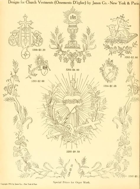 Embroidery Patterns Easy, Catholic Embroidery, Catholic Tattoos, Catholic Symbols, Religious Embroidery, Catholic Crafts, Christian Symbols, Gold Work, Catholic Art