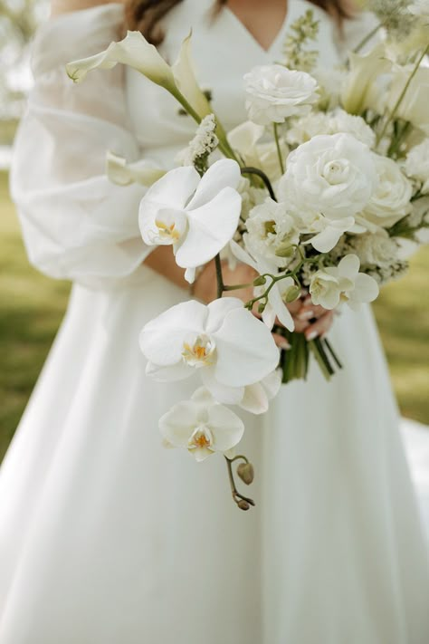 Elegant White Cascading Waterfall Bridal Bouquet Modern Orchid Bouquet, Cascading White Orchid Bridal Bouquet, Orchid Bridal Bouquets Unique, Cascading Flower Bouquet, Cascading Orchid Wedding Bouquet, Wedding Bouquet With Orchids, Wedding Bouquets Orchids, Waterfall Bridal Bouquet, Bridal Bouquet Orchids