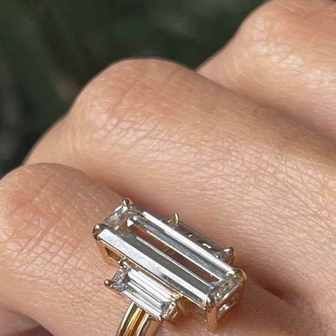 Shahla Karimi on Instagram: "Custom 3-Stone Baguette Engagement Ring  #diamonds #engaged #engagementring" Emerald Cut With Baguettes, Baguettes Engagement Ring, Shahla Karimi, Baguette Engagement Ring, Emerald Cut, Engagement Ring, Emerald, Diamonds, Ring