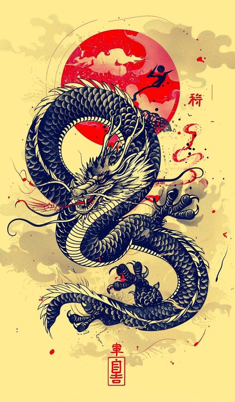 Ryujin...Japanese Dragon...🐉 Japanese Art Samurai Wallpaper, Mascara Hannya, Traditional Japanese Dragon, Japanese Art Samurai, Samurai Wallpaper, Adidas Wallpapers, Japanese Mythology, Japanese Dragon, Japan Culture